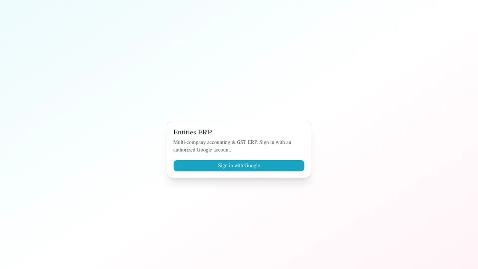Entities ERP homepage preview