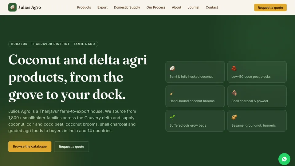 Julios Agro homepage preview