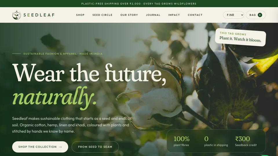 Seedleaf homepage preview