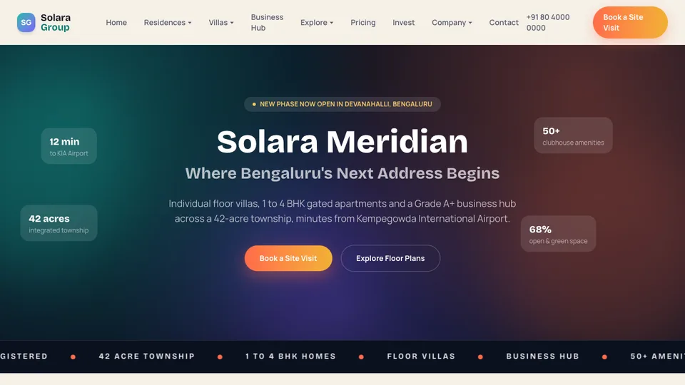 Solara Meridian homepage preview