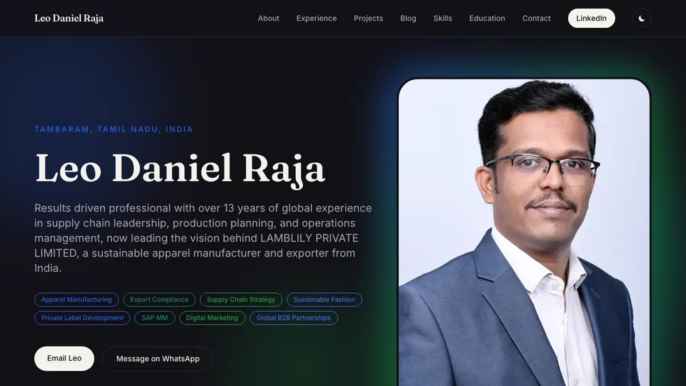 Leo Daniel Raja homepage preview
